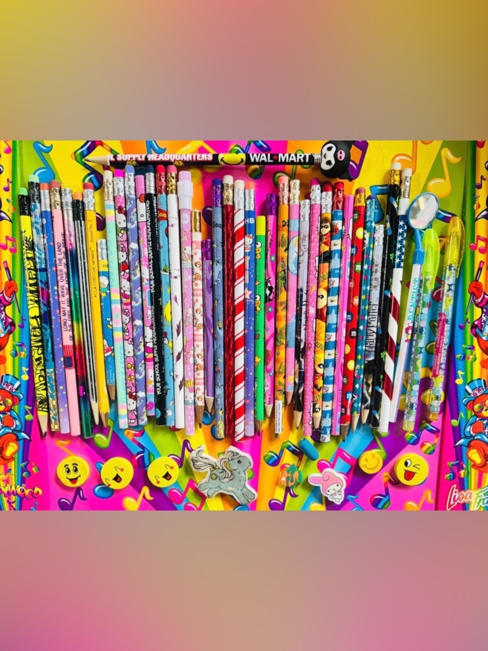 50 Pc Vintage 90s/Y2K Pencil & Eraser Lot Sanrio My Little Pony Nostalgia Bundle